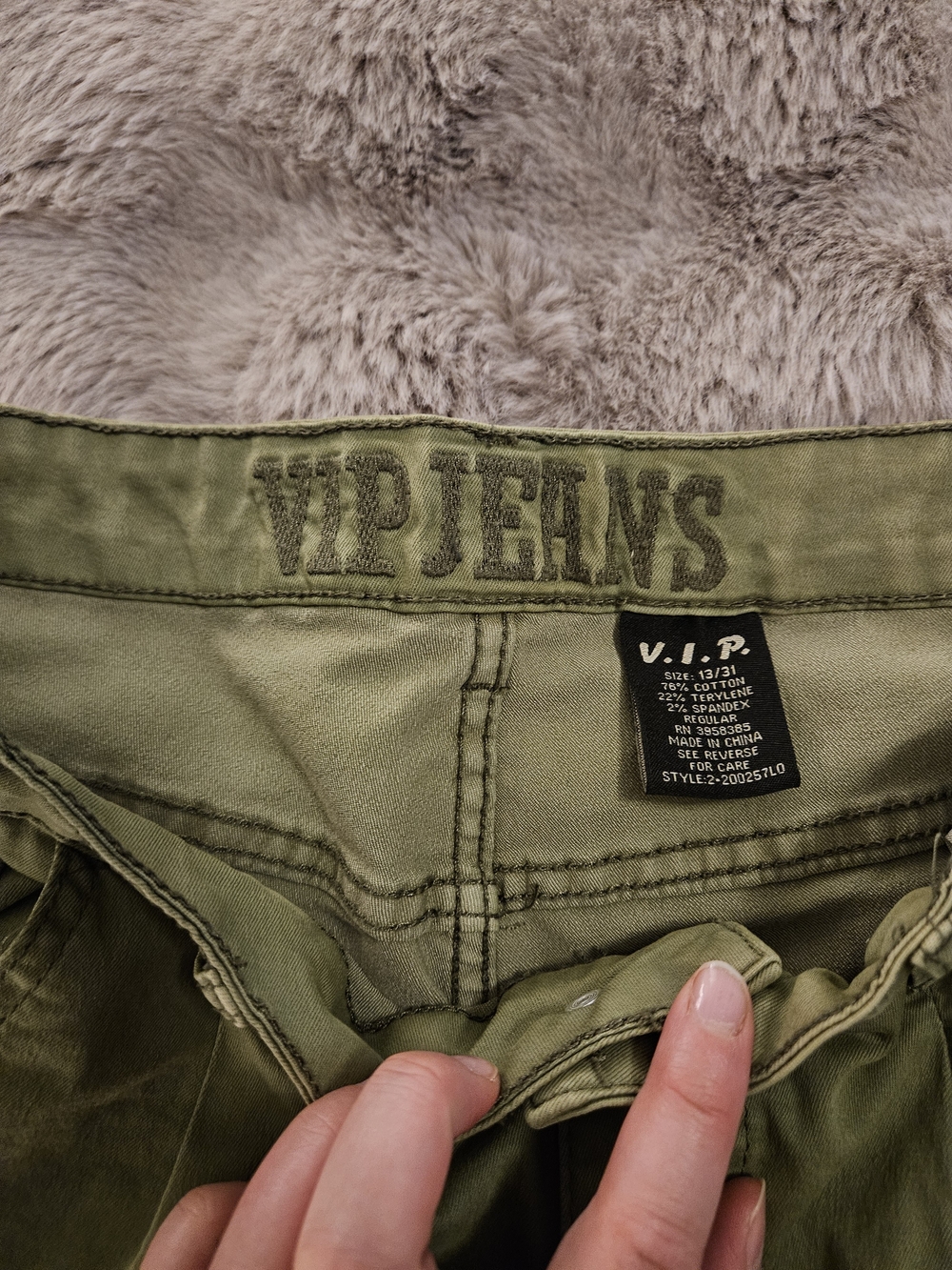 VIP Jeans Women's Olive Cargo Jogger Pants Size 13/31 Utility Stretch Y2K - Picture 4 of 8